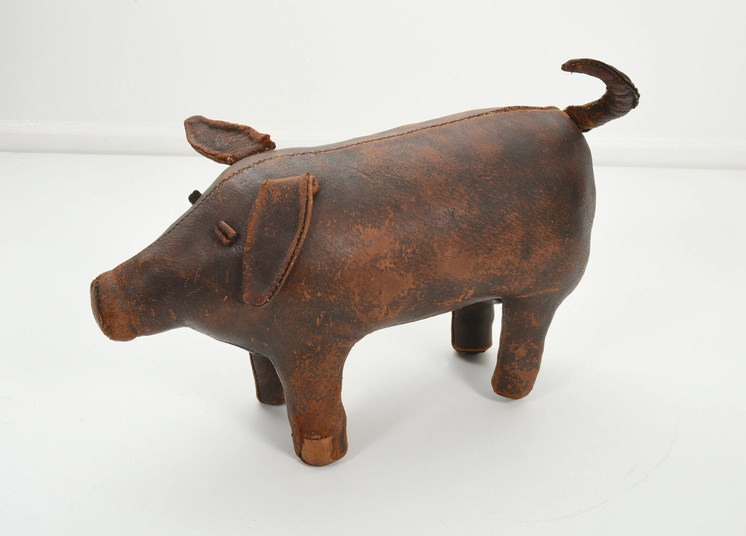 Dimitri Omersa for Abercrombie and Fitch Leather Pig Ottoman 1960s